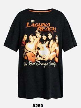 N.W.T Laguna Beach Women's Small Black Oversized 2-Sided Graphic Tee Shirt